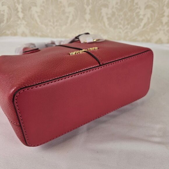 Michael Kors Hyde Small Pebbled Leather Satchel Light Berry Sorbet Double Handle - Picture 8 of 14